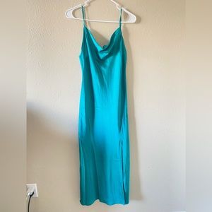Blue silk dress